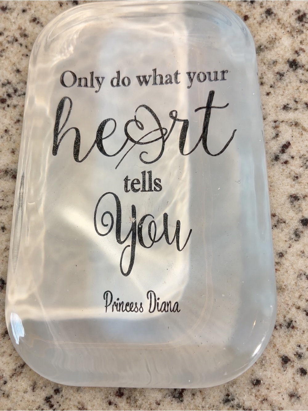 Princess Diana Quote Clear Acrylic Paperweight Plaque Heart Decor